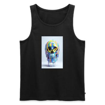 Psychedelischer Totenkopf mit Smile Brille - Männer Premium Bio Tank Top - Schwarz - Vorne - AI Model Male 178 light (178cm)