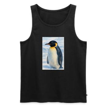 Aquarelle Pingouin au bord de la mer - Débardeur bio Premium Homme - noir - Devant - AI Model Male 178 light (178cm)