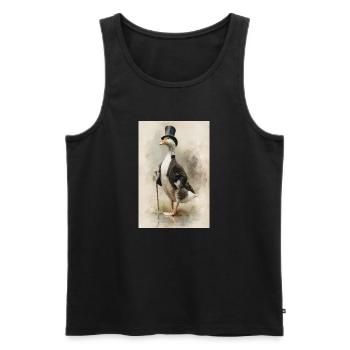 Gentleman Oie au chapeau haut de forme - Débardeur bio Premium Homme - noir - Devant - AI Model Male 178 light (178cm)