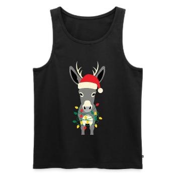 Esel Elfe Weihnachten Lustiges Geschenk - Männer Premium Bio Tank Top - Schwarz - Vorne - Michal (187cm)
