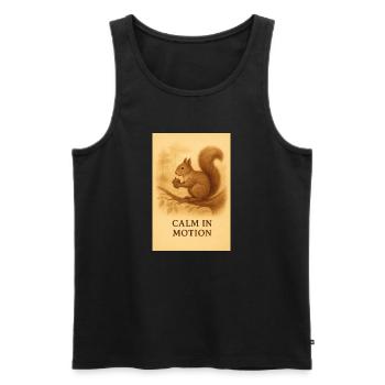 Calm in motion squirrel sepia - Men's Premium Organic Tank Top - black - Front - Michal (187cm)