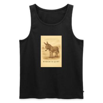 La sagesse de l’âne au repos - Débardeur bio Premium Homme - noir - Devant - AI Model Male 178 light (178cm)