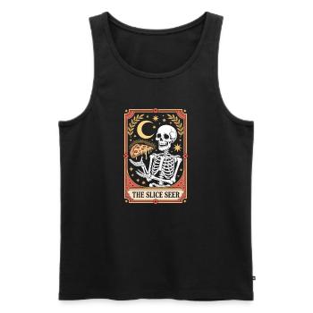 The Slice Seer Skeleton Tarot Pizza Moon Stars - Men's Premium Organic Tank Top - black - Front - AI Model Male 178 light (178cm)