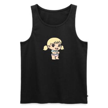 Petite fille cartoon blonde pastel - Débardeur bio Premium Homme - noir - Devant - Michal (187cm)