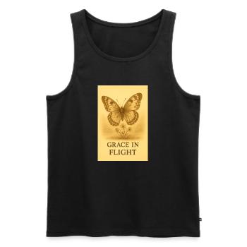 Grâce en Vol Papillon Fleur - Débardeur bio Premium Homme - noir - Devant - Michal (187cm)