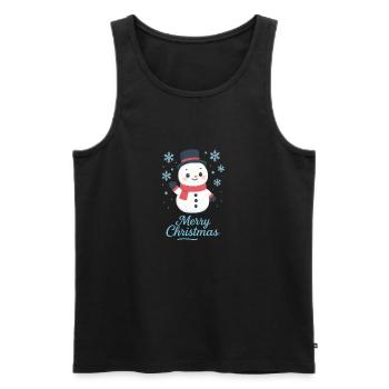 Bonhomme de neige avec écharpe – Joyeux Noël - Débardeur bio Premium Homme - noir - Devant - AI Model Male 178 light (178cm)