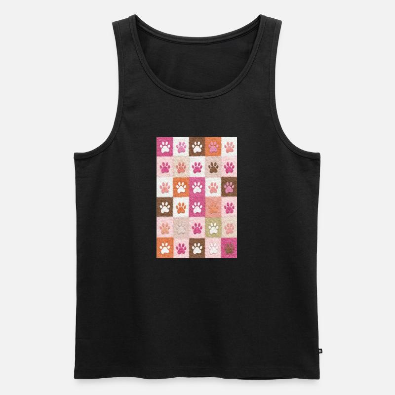 Pfotenabdruck-Patchwork-Plüschfelder - Männer Premium Bio Tank Top - Schwarz