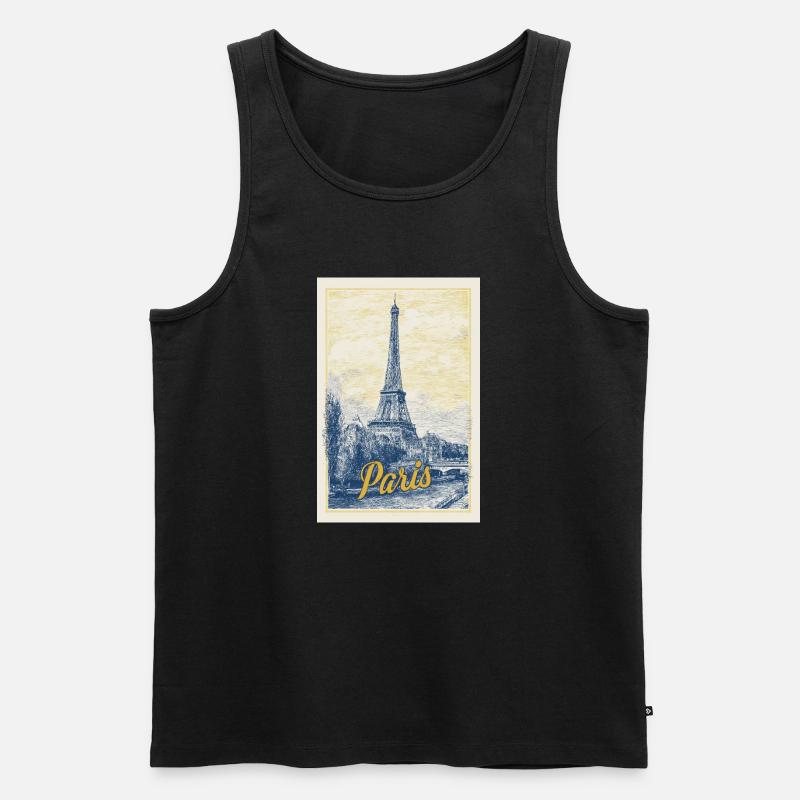 Pariser Eiffel-Bauplan - Männer Premium Bio Tank Top - Schwarz