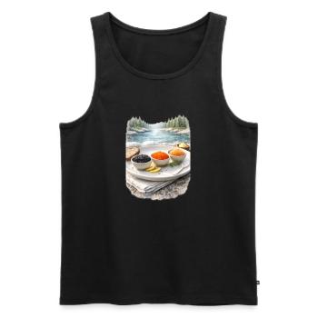 Geschenke des Weiten Nordens - Kaviar am Flussufer - Männer Premium Bio Tank Top - Schwarz - Vorne - AI Model Male 178 light (178cm)