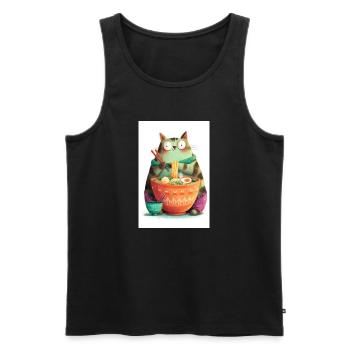 Ramen Cat Feast - Men's Premium Organic Tank Top - black - Front - AI Model Male 178 light (178cm)