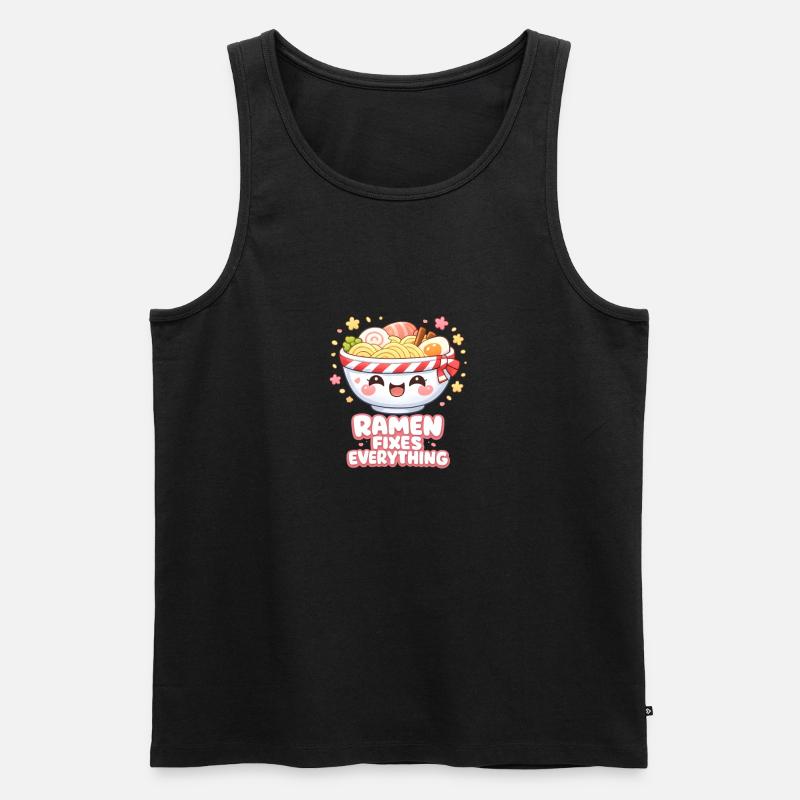Ramen fixes everything - Männer Premium Bio Tank Top - Schwarz