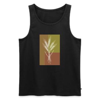 Art en lignes d’épis de blé – Motif de la nature - Débardeur bio Premium Homme - noir - Devant - AI Model Male 178 light (178cm)