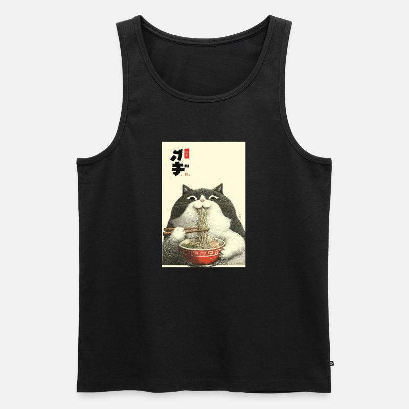 Neko Ramen Slurp de chat - Débardeur bio Premium Homme - noir