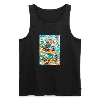 Dino Unicorn Pizza Beach - Men's Premium Organic Tank Top - black - Front - Michal (187cm)