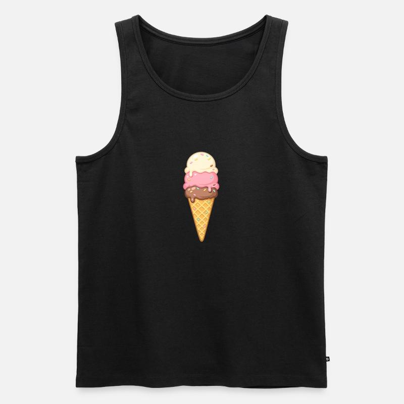 Dreischicht Eiscreme im Cone - Männer Premium Bio Tank Top - Schwarz
