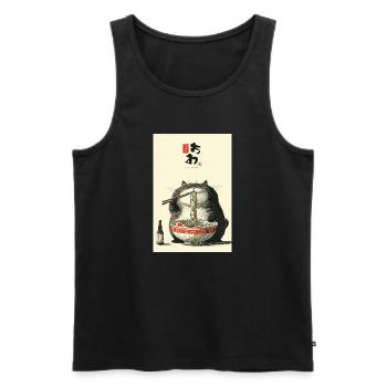 Chubby Cat Noodle Feast - Men's Premium Organic Tank Top - black - Front - AI Model Male 178 light (178cm)