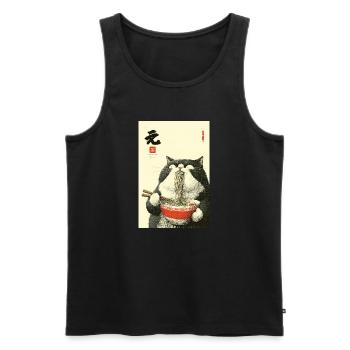 Noodle Cat Feast - Men's Premium Organic Tank Top - black - Front - AI Model Male 178 light (178cm)