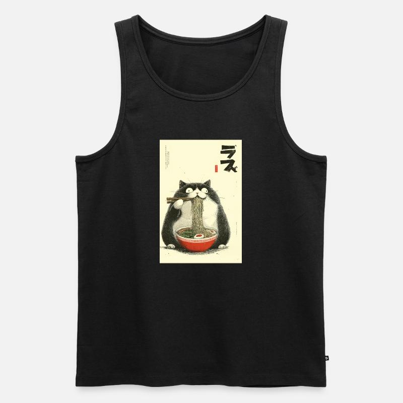 Neko Ramen Katze - Männer Premium Bio Tank Top - Schwarz