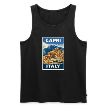 Capri Italy – Vintage Reiseposter Mediterran - Männer Premium Bio Tank Top - Schwarz - Vorne - AI Model Male 178 light (178cm)