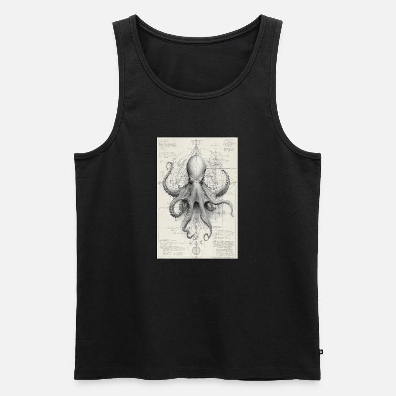 Geometrischer Oktopus-Bauplan - Männer Premium Bio Tank Top - Schwarz