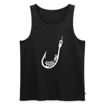 Bite Me Angelhaken-Emblem - Männer Premium Bio Tank Top - Schwarz - Vorne - AI Model Male 178 light (178cm)