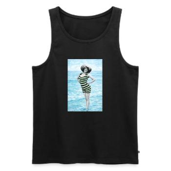 Nageur rétro – Élégance vintage de plage - Débardeur bio Premium Homme - noir - Devant - Michal (187cm)