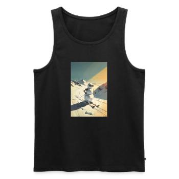 Skiing Snowman - Männer Premium Bio Tank Top - Schwarz - Vorne - AI Model Male 178 light (178cm)