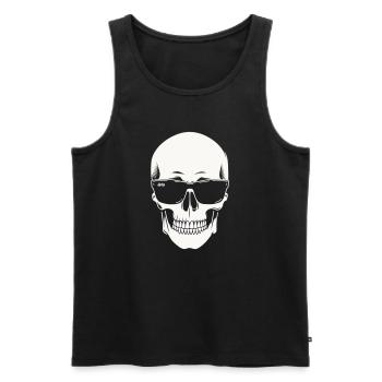 Skeleton with sunglasses in black and white vector - Men's Premium Organic Tank Top - black - Front - Michal (187cm)