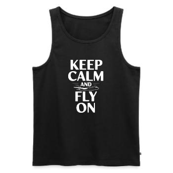 Bleib ruhig und flieg weiter - Männer Premium Bio Tank Top - Schwarz - Vorne - AI Model Male 178 light (178cm)
