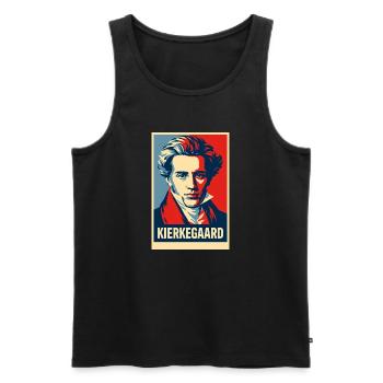 Kierkegaard Pop Art Portrait - Men's Premium Organic Tank Top - black - Front - AI Model Male 178 light (178cm)