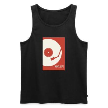 Vinyl Life – Retro Plattenspieler Poster - Männer Premium Bio Tank Top - Schwarz - Vorne - AI Model Male 178 light (178cm)