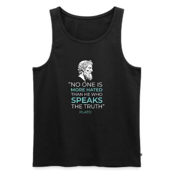 Greek Philosophy Plato Quote Truth - Men's Premium Organic Tank Top - black - Front - AI Model Male 178 light (178cm)