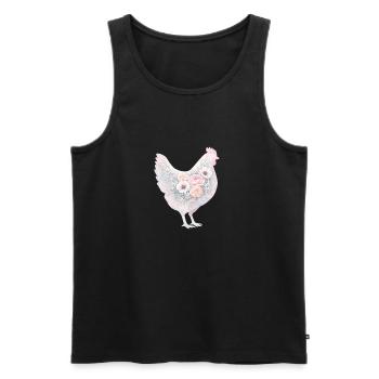 Peinture aquarelle de poule poule - Débardeur bio Premium Homme - noir - Devant - AI Model Male 178 light (178cm)