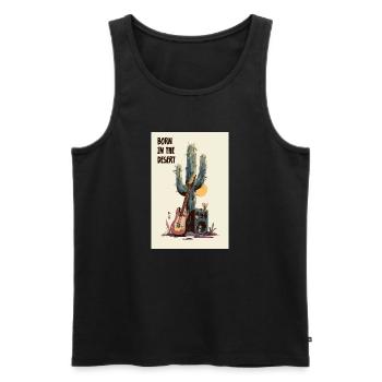 Desert Jam Guitar and Cactus Sunset - Men's Premium Organic Tank Top - black - Front - Michal (187cm)
