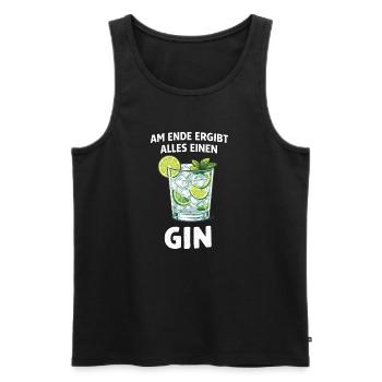 Am Ende ergibt alles einen Gin – Spruch - Männer Premium Bio Tank Top - Schwarz - Vorne - Michal (187cm)