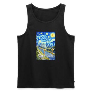 Addis Ababa Night Skyline Art - Men's Premium Organic Tank Top - black - Front - AI Model Male 178 light (178cm)