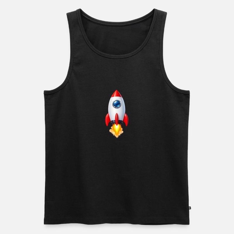 Fröhliche Rakete Retro-Design - Männer Premium Bio Tank Top - Schwarz