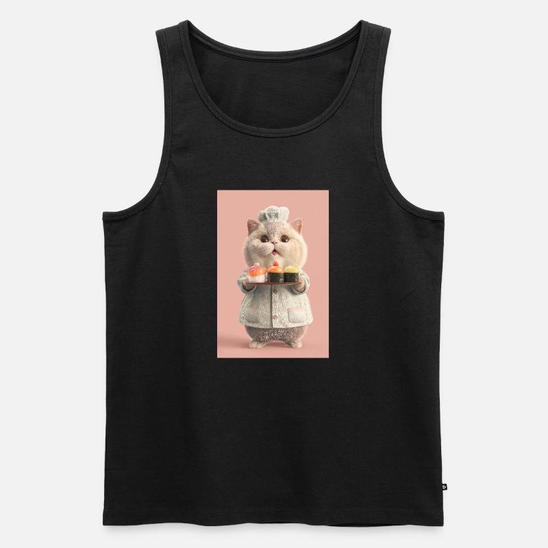 Pastel Sushi Chef Katze - Männer Premium Bio Tank Top - Schwarz