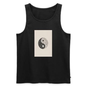 Typografie Yin Yang: Texturierte Balance - Männer Premium Bio Tank Top - Schwarz - Vorne - AI Model Male 178 light (178cm)
