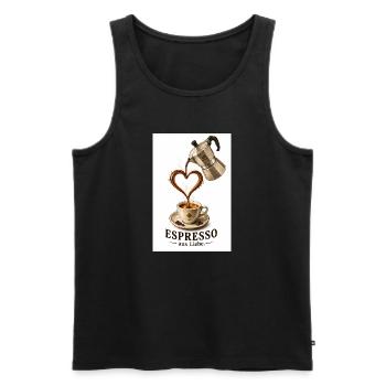 EspressoHerz aus Liebe - Männer Premium Bio Tank Top - Schwarz - Vorne - AI Model Male 178 light (178cm)
