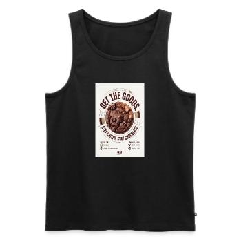 Get The Goods Chocolate Cookie Badge - Men's Premium Organic Tank Top - black - Front - AI Model Male 178 light (178cm)