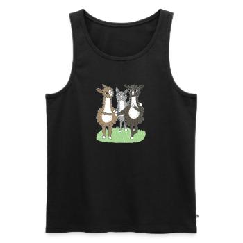 Drei Lama Freunde - Männer Premium Bio Tank Top - Schwarz - Vorne - AI Model Male 178 light (178cm)