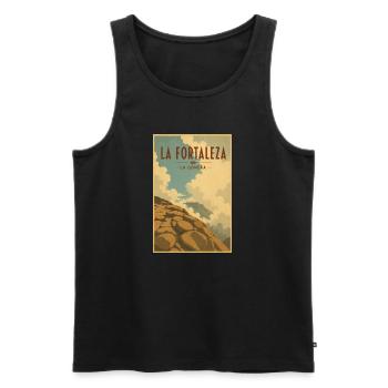 La Fortaleza La Gomera Travel Poster - Männer Premium Bio Tank Top - Schwarz - Vorne - AI Model Male 178 light (178cm)