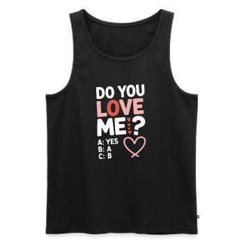 Est-ce que tu m’aimes Relation Amour Couple Amour Mariage Couple - Débardeur bio Premium Homme - noir - Devant - AI Model Male 178 light (178cm)