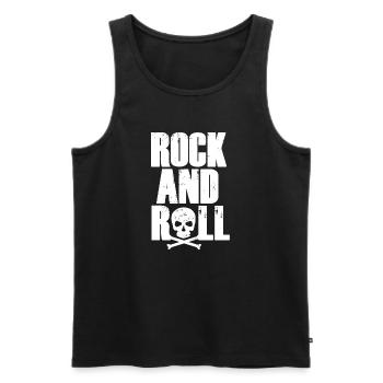 Rock'n'Roll-Totenkopftypografie - Männer Premium Bio Tank Top - Schwarz - Vorne - Michal (187cm)