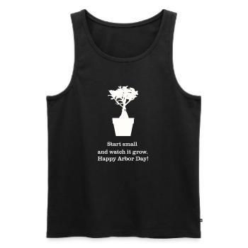Start small and watch it grow. Happy Arbor Day - Men's Premium Organic Tank Top - black - Front - Michal (187cm)