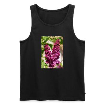 Blooming lilac in spring garden - Men's Premium Organic Tank Top - black - Front - Michal (187cm)