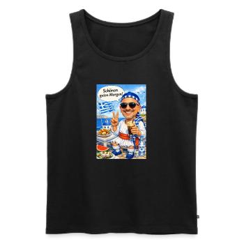 Hellas Morgengruß am Strand - Männer Premium Bio Tank Top - Schwarz - Vorne - Michal (187cm)