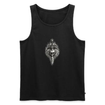 Skull Rose Dagger Gotische Grafik - Männer Premium Bio Tank Top - Schwarz - Vorne - Michal (187cm)