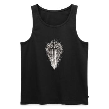 Flaming Skull Sword Gothic Grafik - Männer Premium Bio Tank Top - Schwarz - Vorne - Michal (187cm)